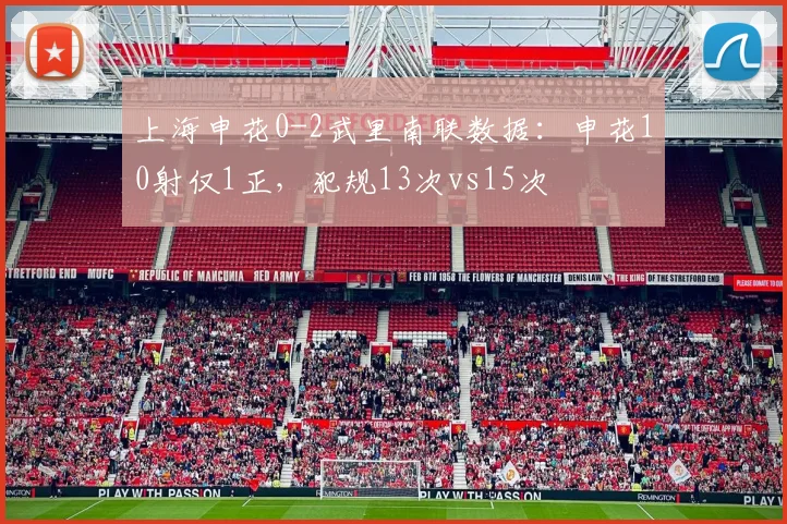 上海申花0-2武里南联数据：申花10射仅1正，犯规13次vs15次